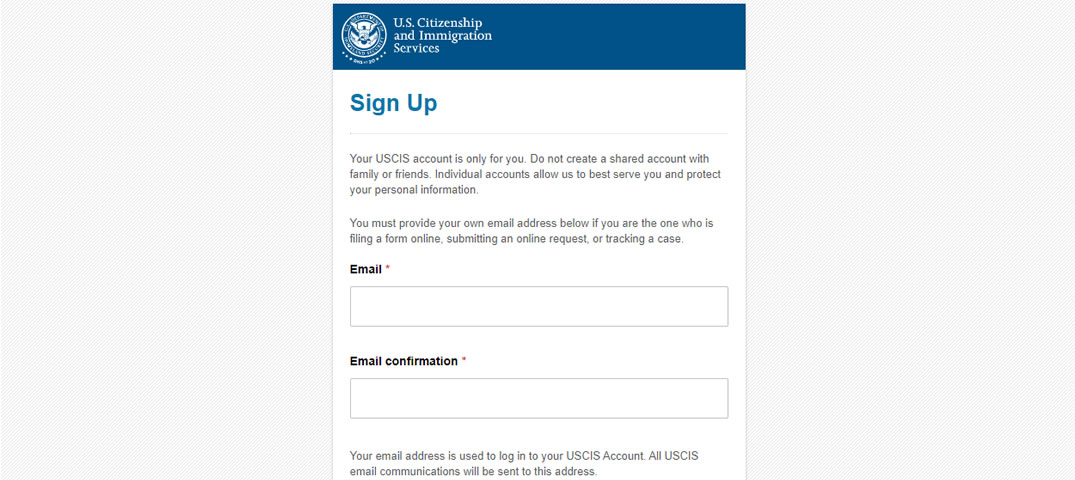 crear una cuenta de USCIS 